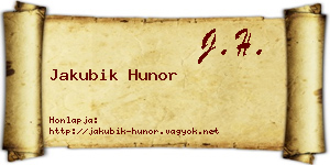 Jakubik Hunor névjegykártya